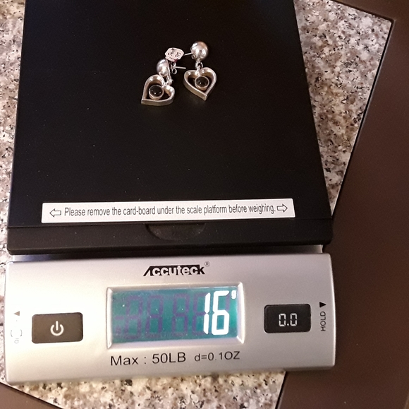 NEW,J&M DESIGNS 925 STERLING ONYX HEART EARRINGS - Picture 7 of 11